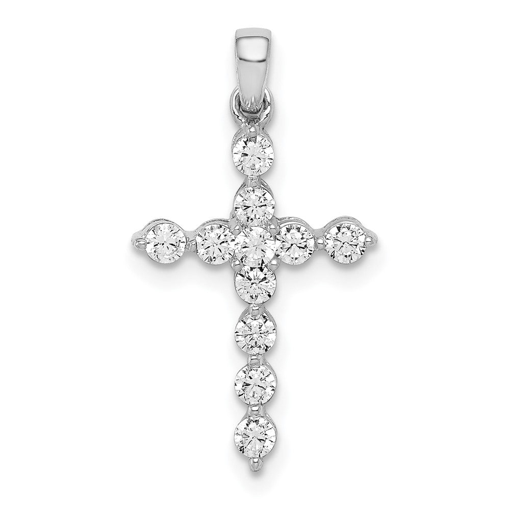14k White Gold Diamond Cross Pendant
