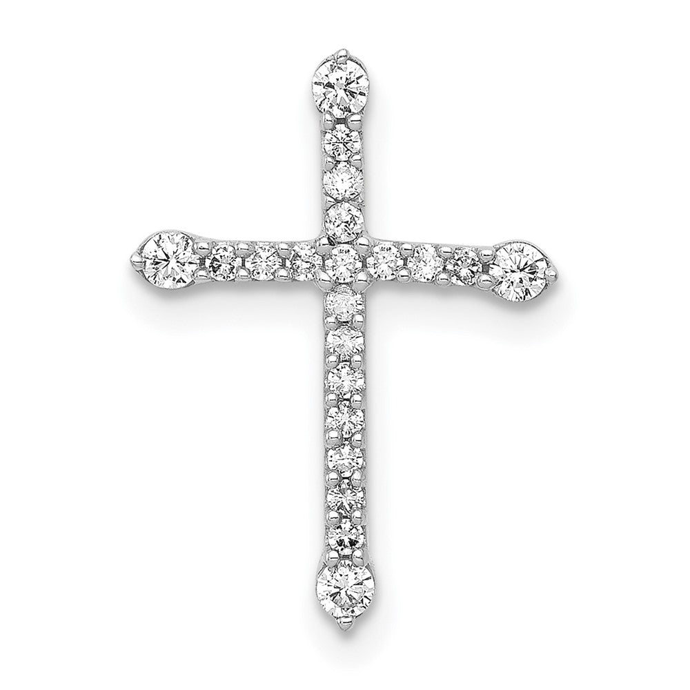 14k White Gold 1/5ct. Diamond Cross Chain Slide