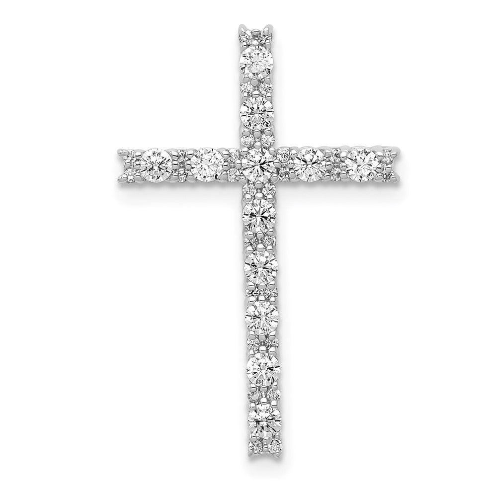 14k White Gold Diamond Latin Cross Pendant
