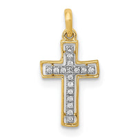 Load image into Gallery viewer, 14k and Rhodium 1/20ct. Diamond Cross Pendant
