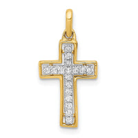 Load image into Gallery viewer, 14k and Rhodium 1/8ct. Diamond Cross Pendant
