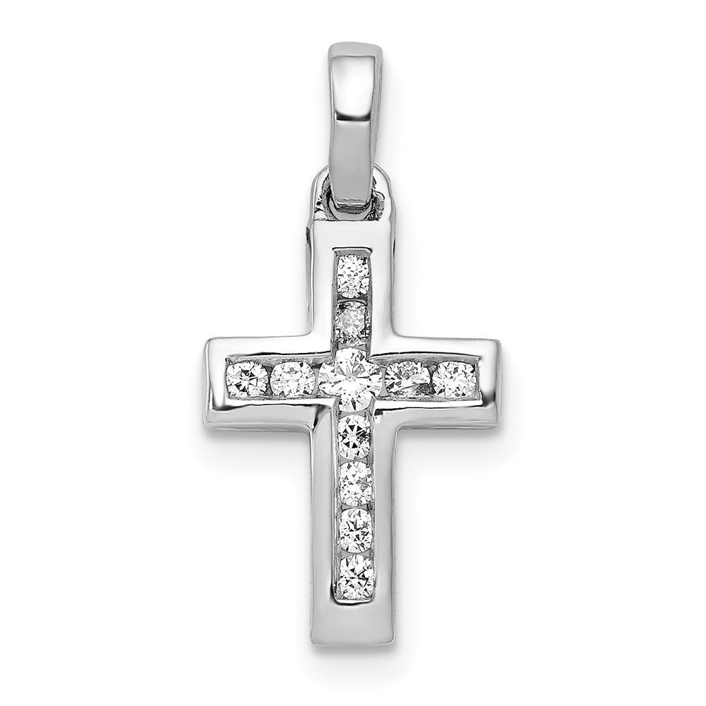 14k White Gold 1/6ct. Diamond Latin Cross Pendant