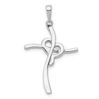 Load image into Gallery viewer, 14k White Gold 1/10ct. Champagne Diamond Heart Cross Pendant

