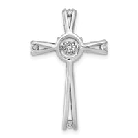Load image into Gallery viewer, 14k White Gold 1/15ct. Vibrant Moving Diamond Cross Chain Slide
