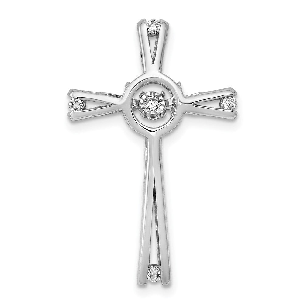 14k White Gold 1/15ct. Vibrant Moving Diamond Cross Chain Slide