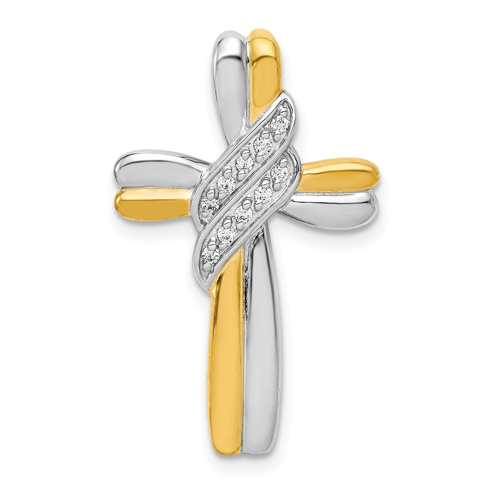 14k Two-tone Diamond Cross Pendant