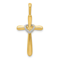 Load image into Gallery viewer, 14k Diamond Cross w/Heart Pendant

