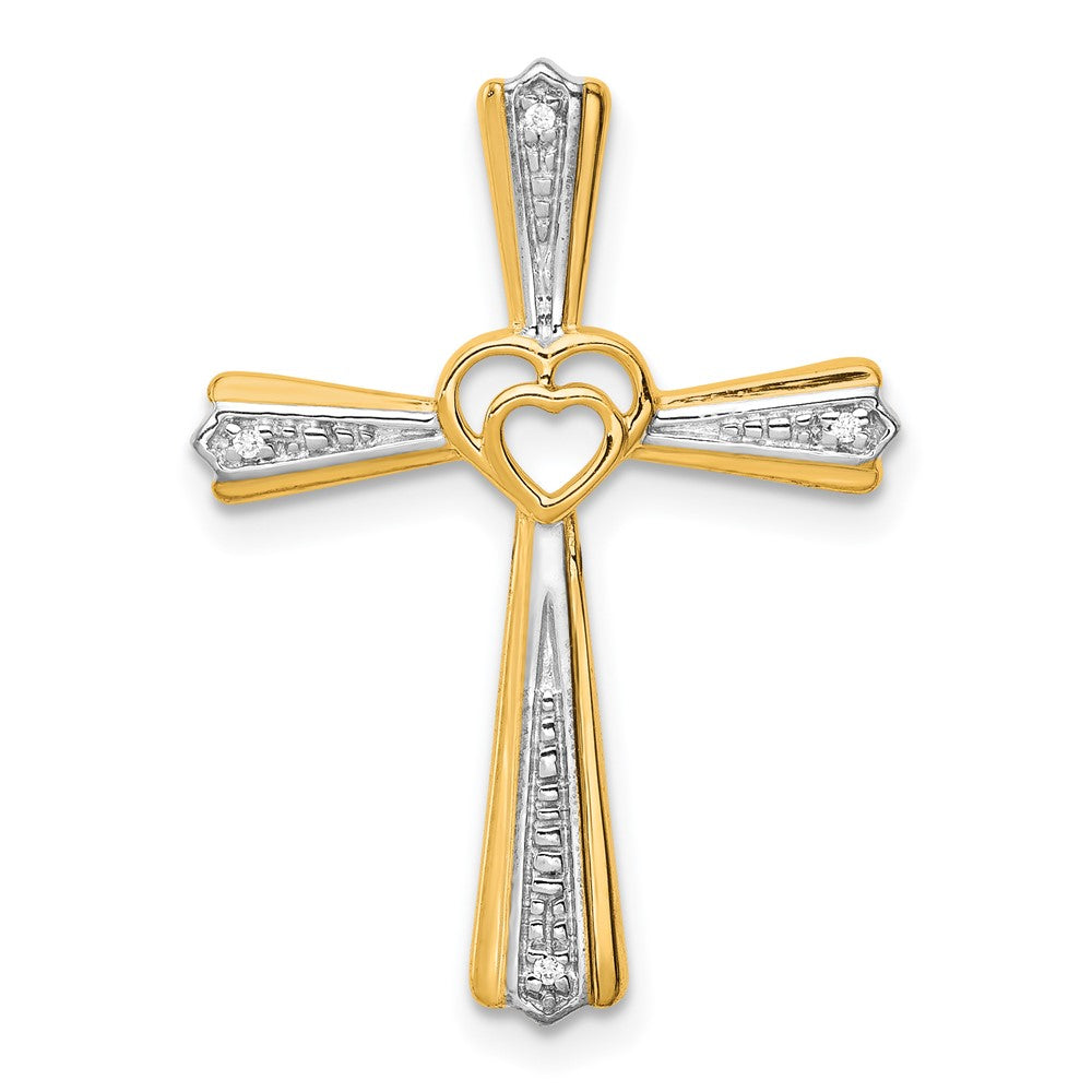 14k w/Rhodium Diamond Cross Pendant