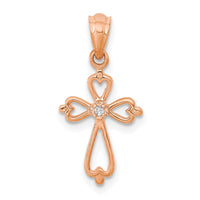 Load image into Gallery viewer, 14K Rose Gold Diamond Accented Cross Pendant
