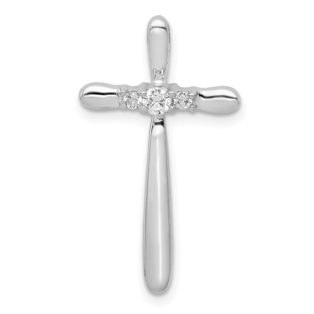 14k White Gold 1/10ct. Diamond Cross Chain Slide
