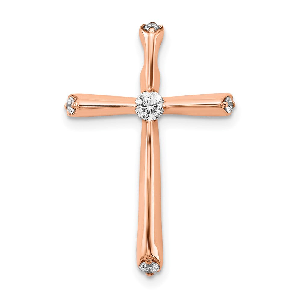 14k Rose Gold 1/5ct. Diamond Cross Chain Slide