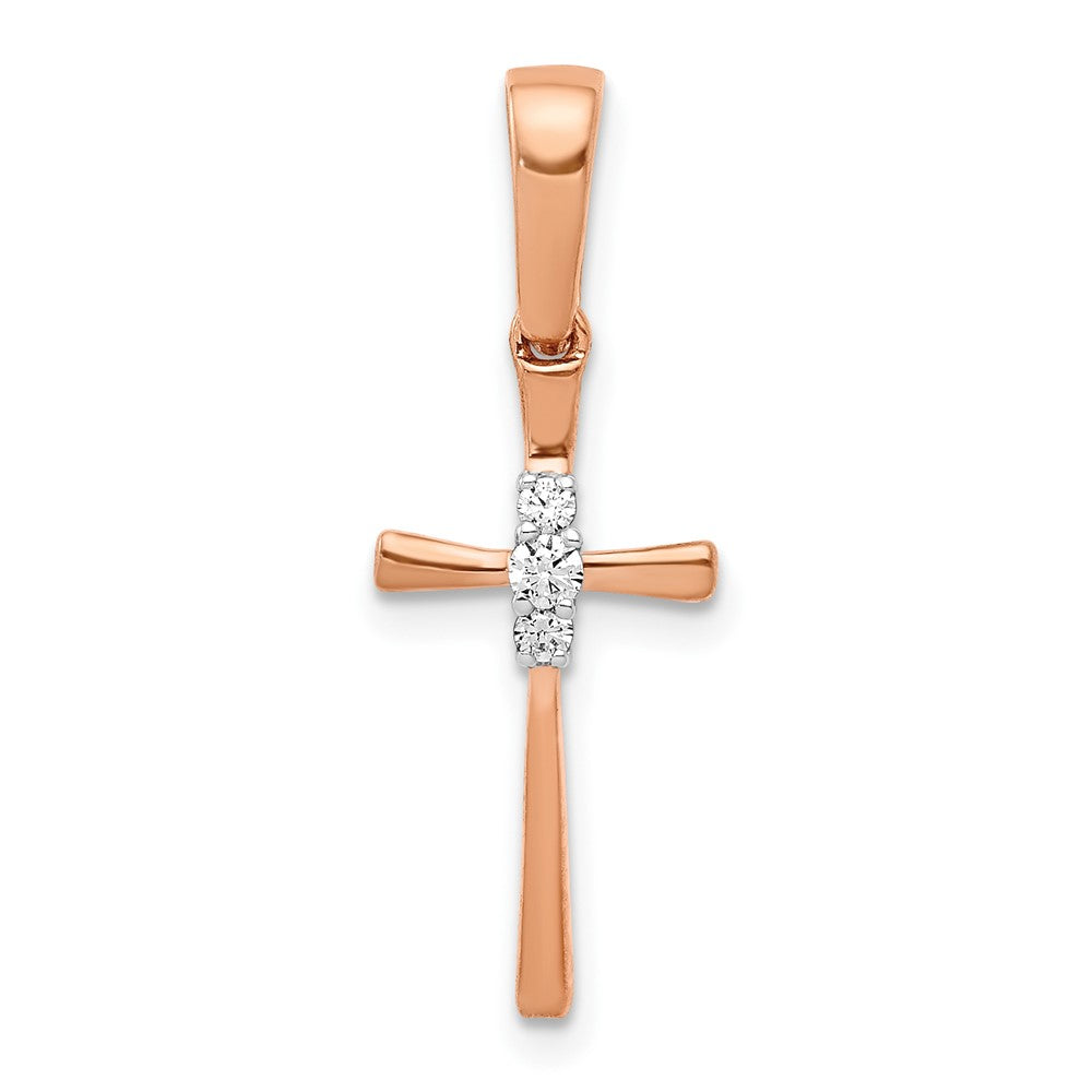 14k Rose Gold .03ct. Diamond Cross Pendant