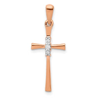 Load image into Gallery viewer, 14k Rose Gold 1/20ct. Diamond Cross Pendant
