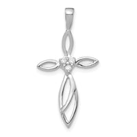 Load image into Gallery viewer, 14k White Gold AA Diamond Cross Pendant
