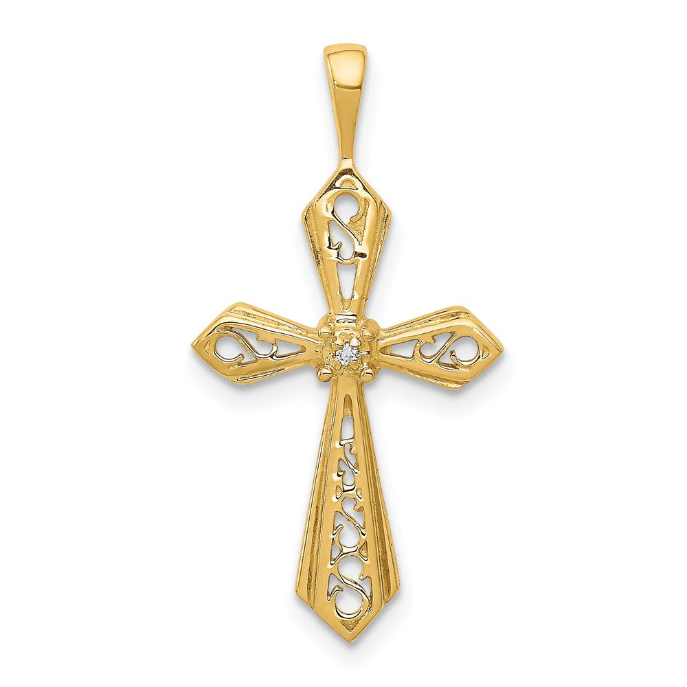 14k AA Diamond Passion Cross Pendant