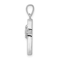 Load image into Gallery viewer, 14k White Gold .01ct. Diamond Polished Budded Cross Pendant
