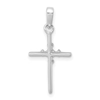 Load image into Gallery viewer, 14k White Gold .01ct. Diamond Polished Budded Cross Pendant

