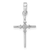 Load image into Gallery viewer, 14k White Gold .01ct. Diamond Polished Budded Cross Pendant
