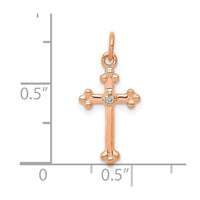 Load image into Gallery viewer, 14k Rose Gold Small Diamond Budded Cross Pendant
