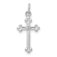 Load image into Gallery viewer, 14k White Gold Small Diamond Budded Cross Pendant
