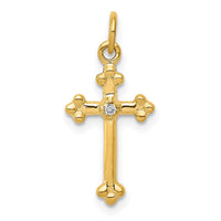 Load image into Gallery viewer, 14k Small Diamond Budded Cross Pendant
