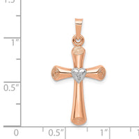 Load image into Gallery viewer, 14k Two-Tone Diamond Polished Hollow Latin Heart Cross Pendant
