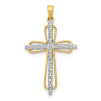 Load image into Gallery viewer, 14k &amp; Rhodium .03ct. Diamond Cross Pendant
