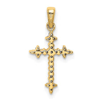 Load image into Gallery viewer, 14k and Rhodium 1/10ct. Diamond Fleur de Lis Cross Pendant
