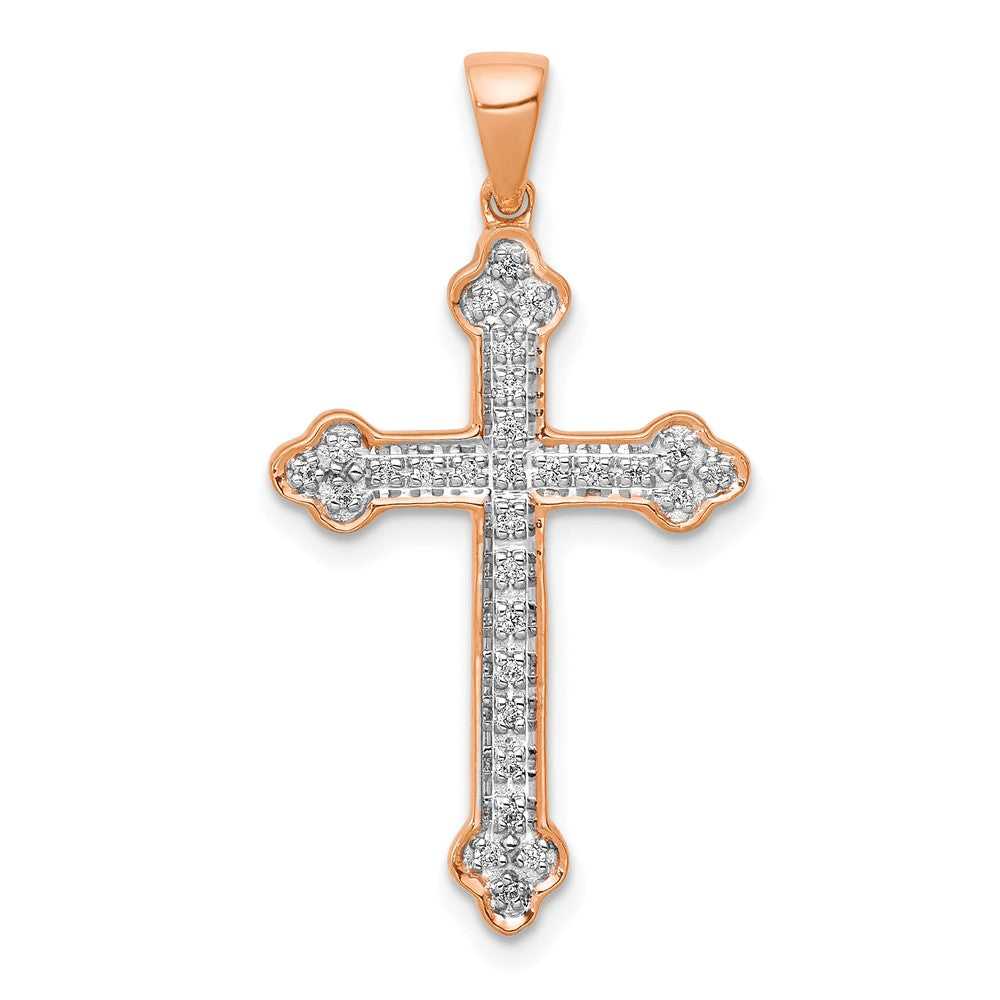 14k Rose Gold & Rhodium Diamond Cross Pendant