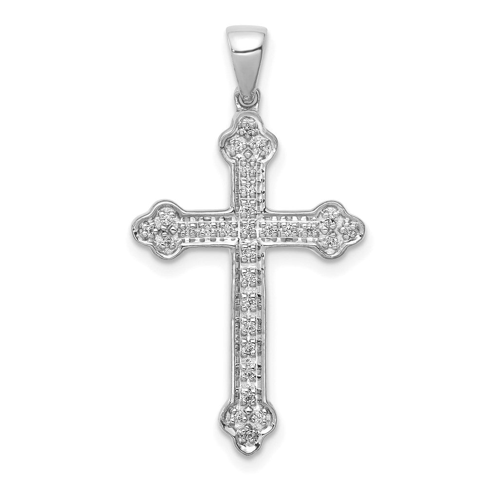 14k White Gold Diamond Cross Pendant