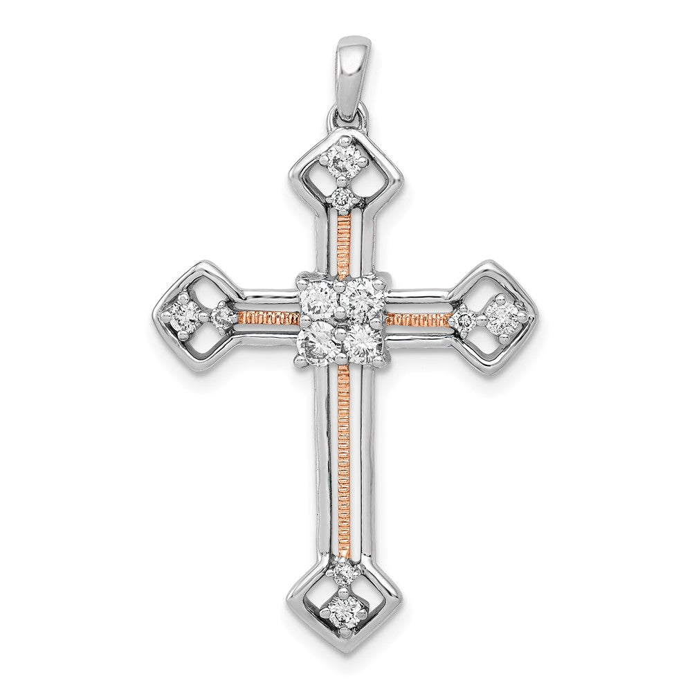 14k Two-tone 3/8ct. Diamond Cross Pendant