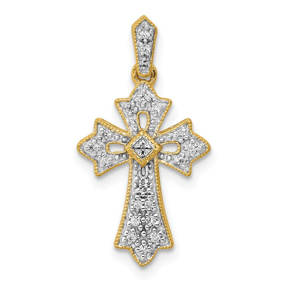 14k 1/10ct. Diamond Fancy Cross Pendant