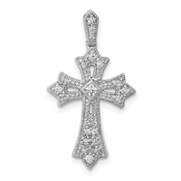 Load image into Gallery viewer, 14k White Gold 1/6ct. Diamond Fleur de Lis Cross Pendant
