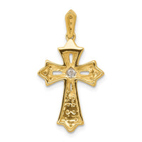 Load image into Gallery viewer, 14k  1/6ct. Diamond Fleur de Lis Cross Pendant
