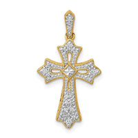 Load image into Gallery viewer, 14k  1/6ct. Diamond Fleur de Lis Cross Pendant
