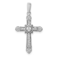 Load image into Gallery viewer, 14k White Gold 1/6ct. Diamond Filigree Cross Pendant
