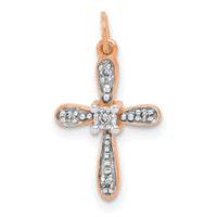 Load image into Gallery viewer, 14k Rose Gold .03ct. Diamond Cross Charm
