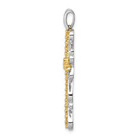 Load image into Gallery viewer, 14k Two-tone 5/8ct. Diamond Filigree Cross Pendant
