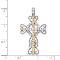 Load image into Gallery viewer, 14k Two-tone 5/8ct. Diamond Filigree Cross Pendant
