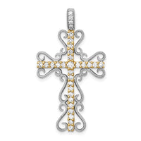 Load image into Gallery viewer, 14k Two-tone 5/8ct. Diamond Filigree Cross Pendant
