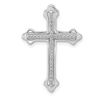 Load image into Gallery viewer, 14k White Gold Polished 1/10ct. Diamond Budded Cross Chain Slide
