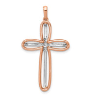 Load image into Gallery viewer, 14k White and Rose Gold Diamond Cross Pendant
