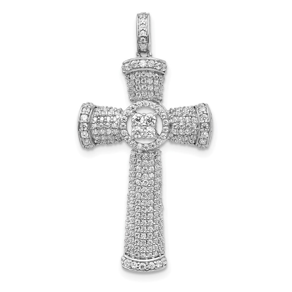 14k White Gold Diamond Cross Pendant