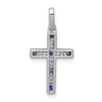 Load image into Gallery viewer, 14k White Gold 1/15ct. Diamond and Sapphire Cross Pendant
