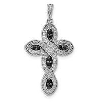 Load image into Gallery viewer, 14k White Gold White and Black Diamond Cross Pendant
