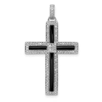 Load image into Gallery viewer, 14k White Gold 1/3ct. Diamond and Onyx Cross Pendant
