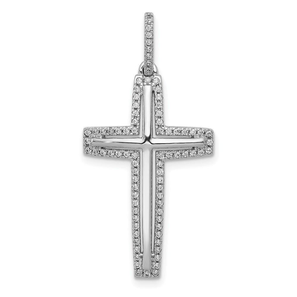 14k White Gold Diamond Cross Pendant