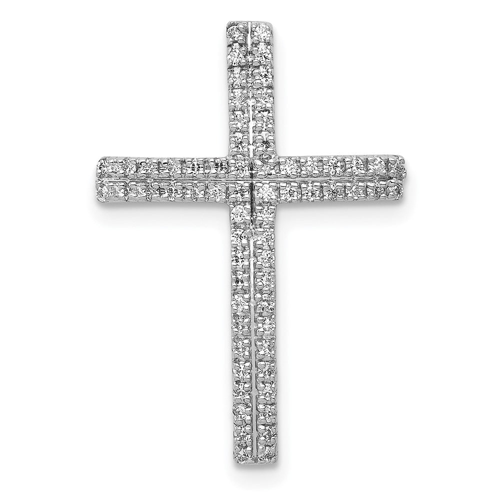 14k White Gold 1/4ct. Diamond Cross Chain Slide