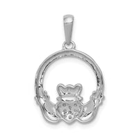 Load image into Gallery viewer, 14k White Gold Diamond Claddagh Circle Pendant
