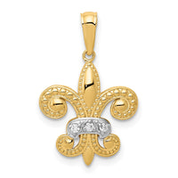 Load image into Gallery viewer, 14k w/Rhodium Polished Diamond Fleur de Lis Pendant
